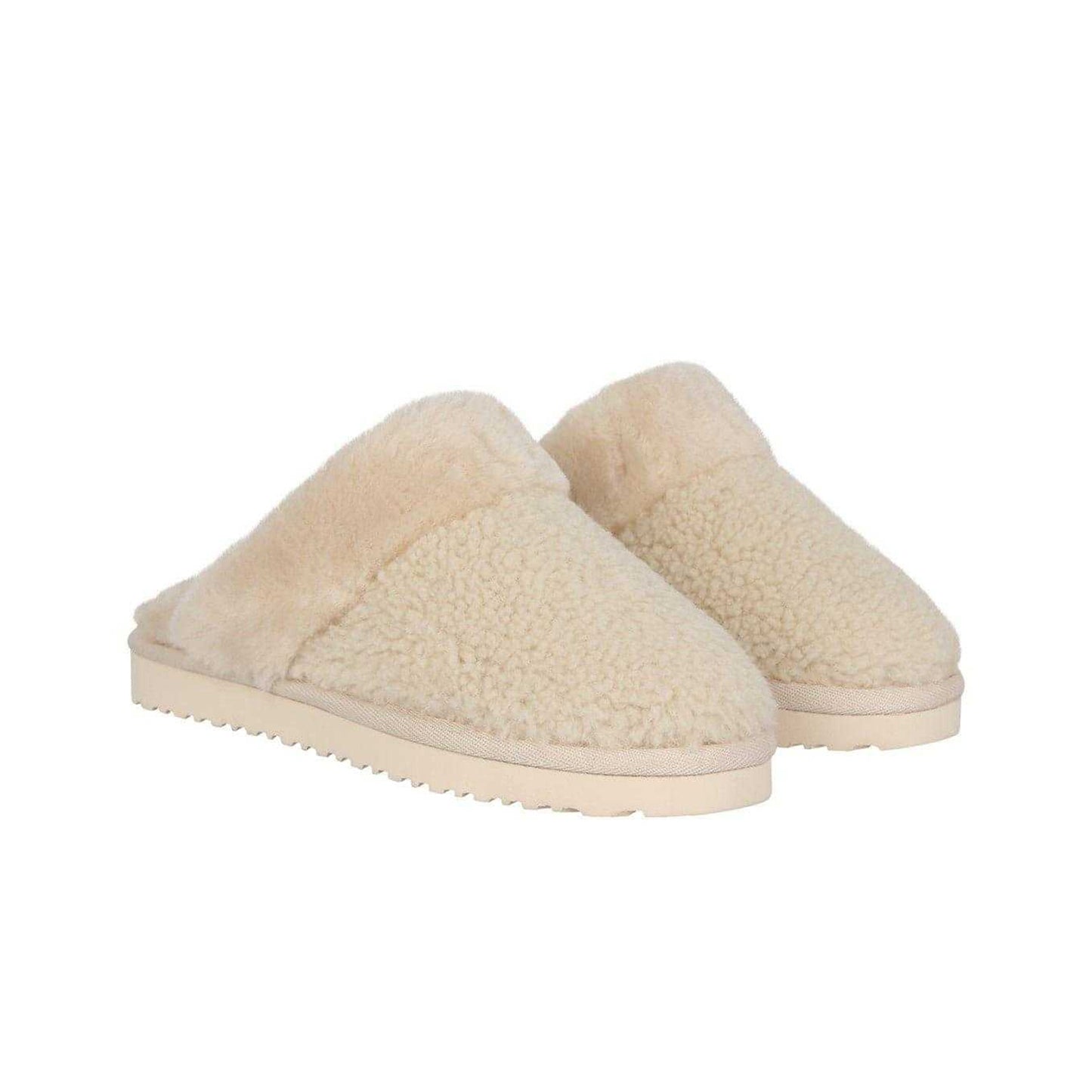 Cream - Front - Jack Wills Womens-Ladies Suede Faux Fur Lined Mule Slippers