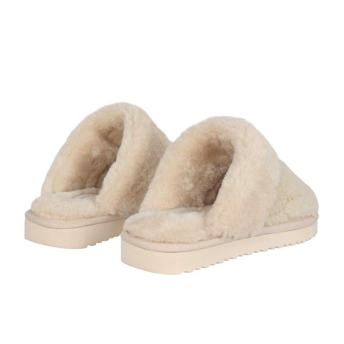 Cream - Back - Jack Wills Womens-Ladies Suede Faux Fur Lined Mule Slippers