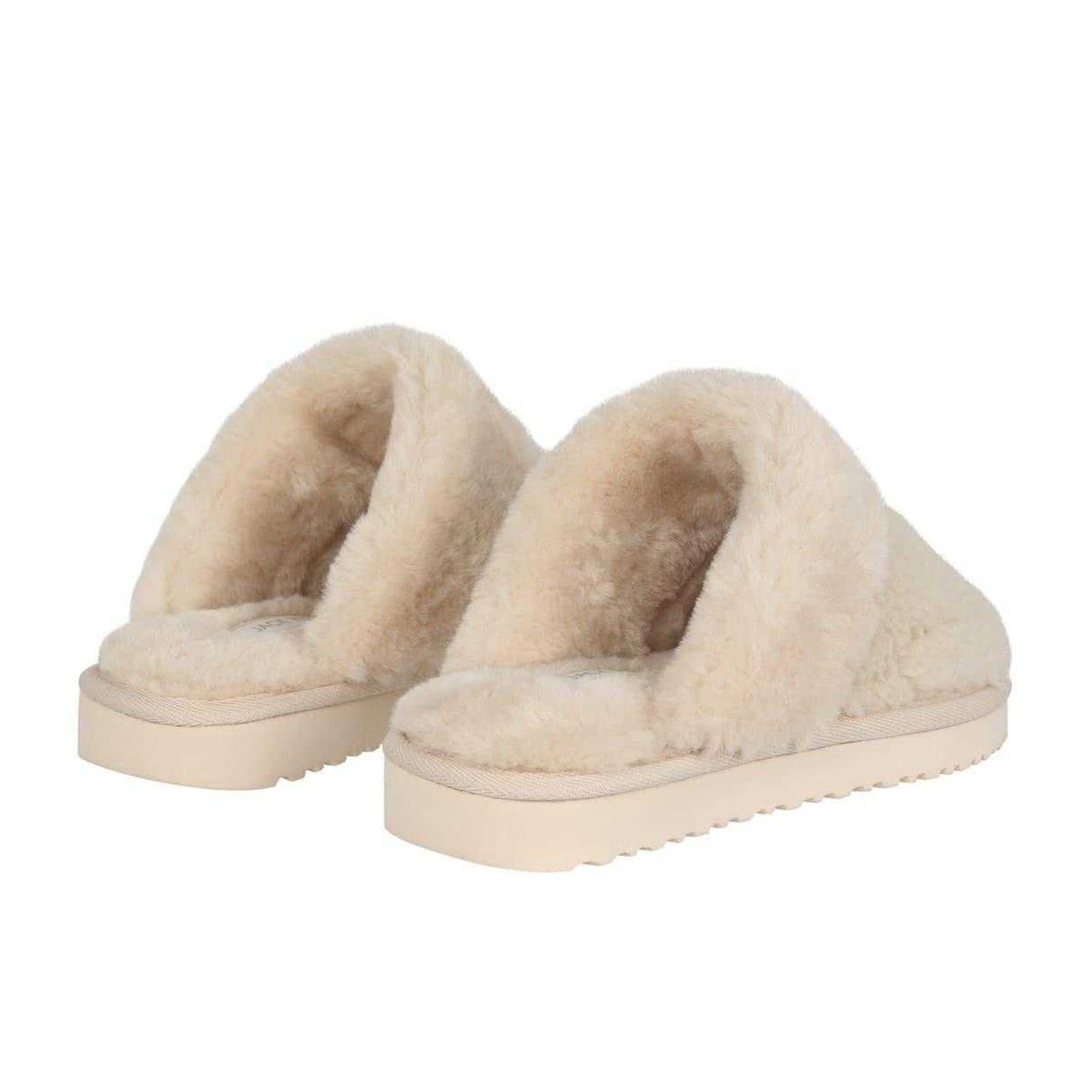Cream - Back - Jack Wills Womens-Ladies Suede Faux Fur Lined Mule Slippers