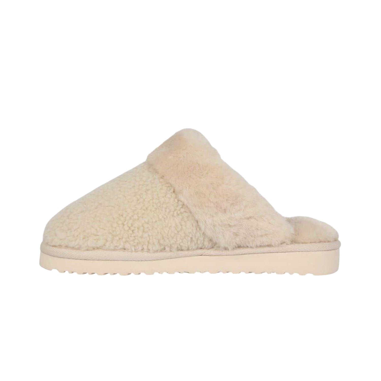 Cream - Side - Jack Wills Womens-Ladies Suede Faux Fur Lined Mule Slippers