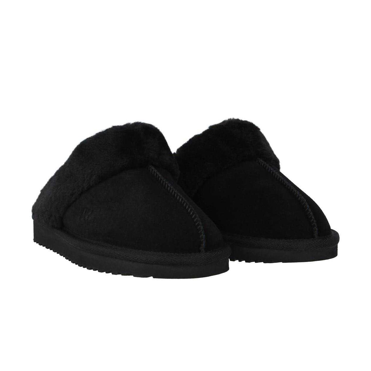 Black - Front - Jack Wills Womens-Ladies Suede Faux Fur Lined Mule Slippers