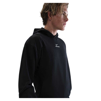 Black-White - Side - Nike Mens Pro Regular Training Pullover Hoodie