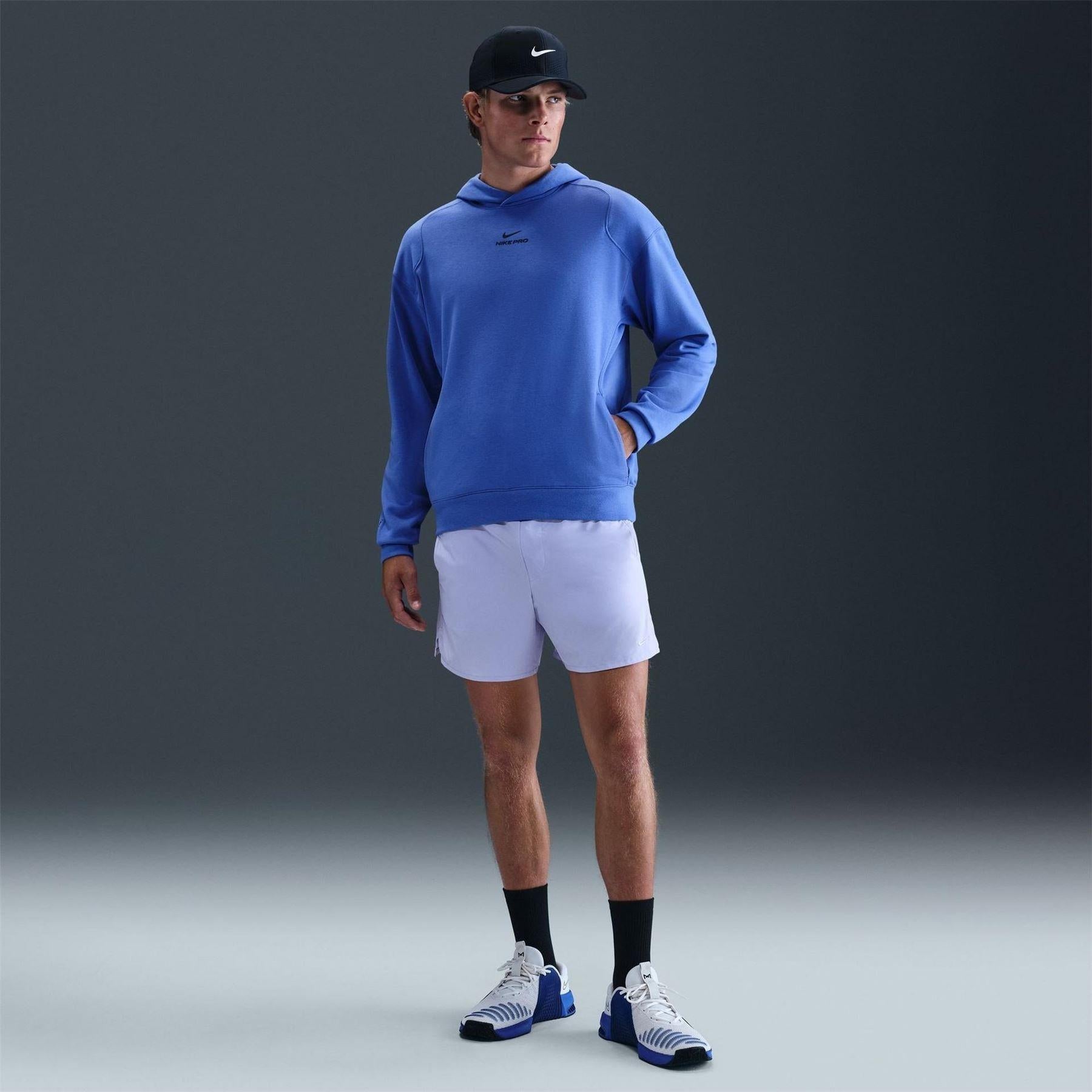 Blue - Lifestyle - Nike Mens Pro Regular Training Pullover Hoodie