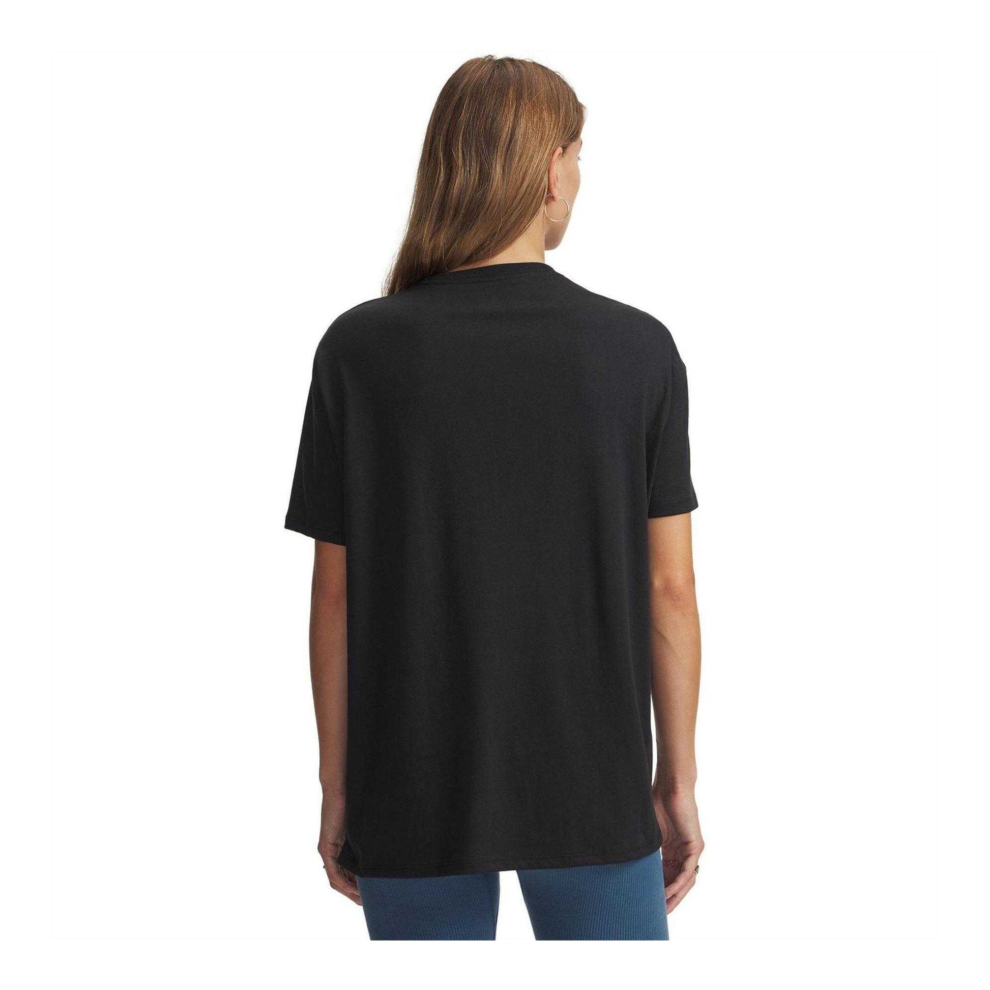 Black-White - Back - Under Armour Womens-Ladies Varsity Oversized T-Shirt
