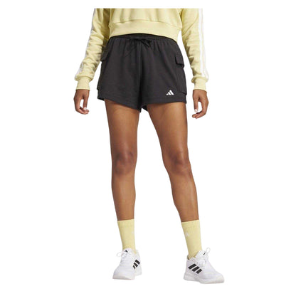 Black-White - Side - Adidas Womens-Ladies Utility Pocket Cargo Shorts