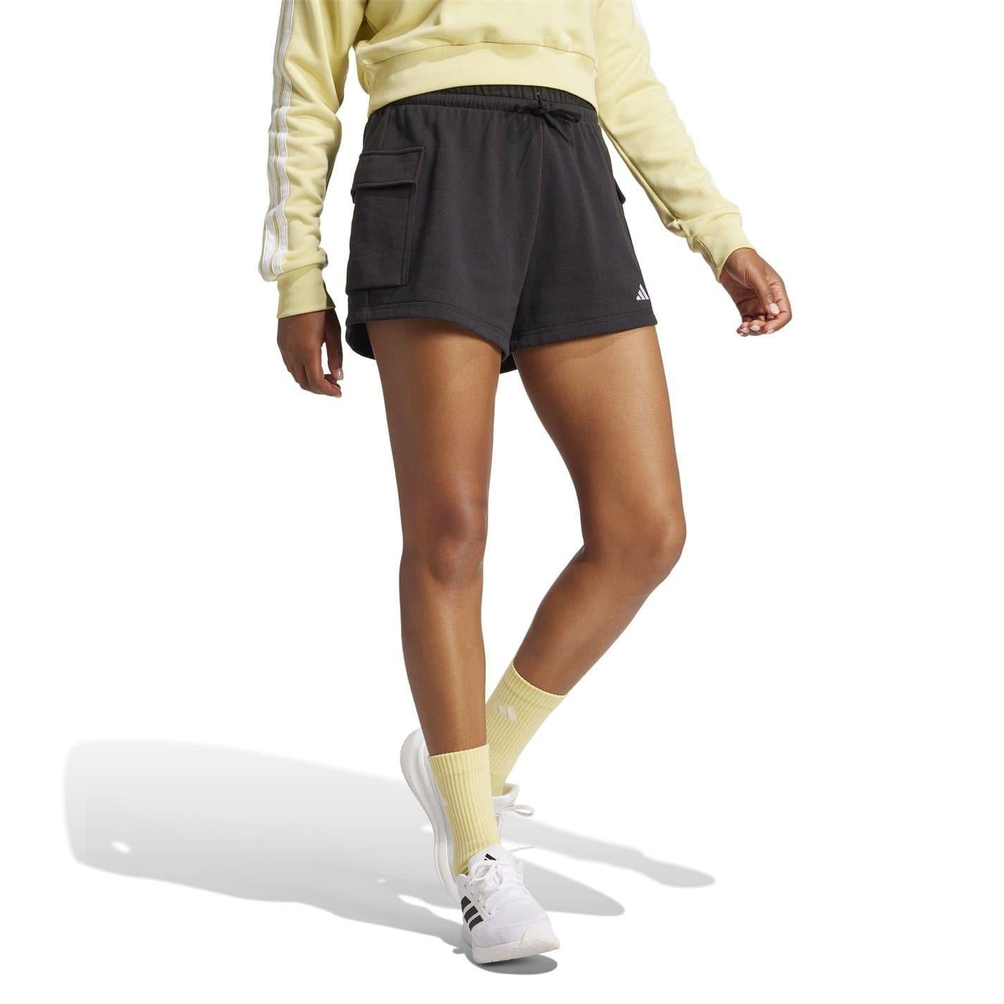 Black-White - Lifestyle - Adidas Womens-Ladies Utility Pocket Cargo Shorts