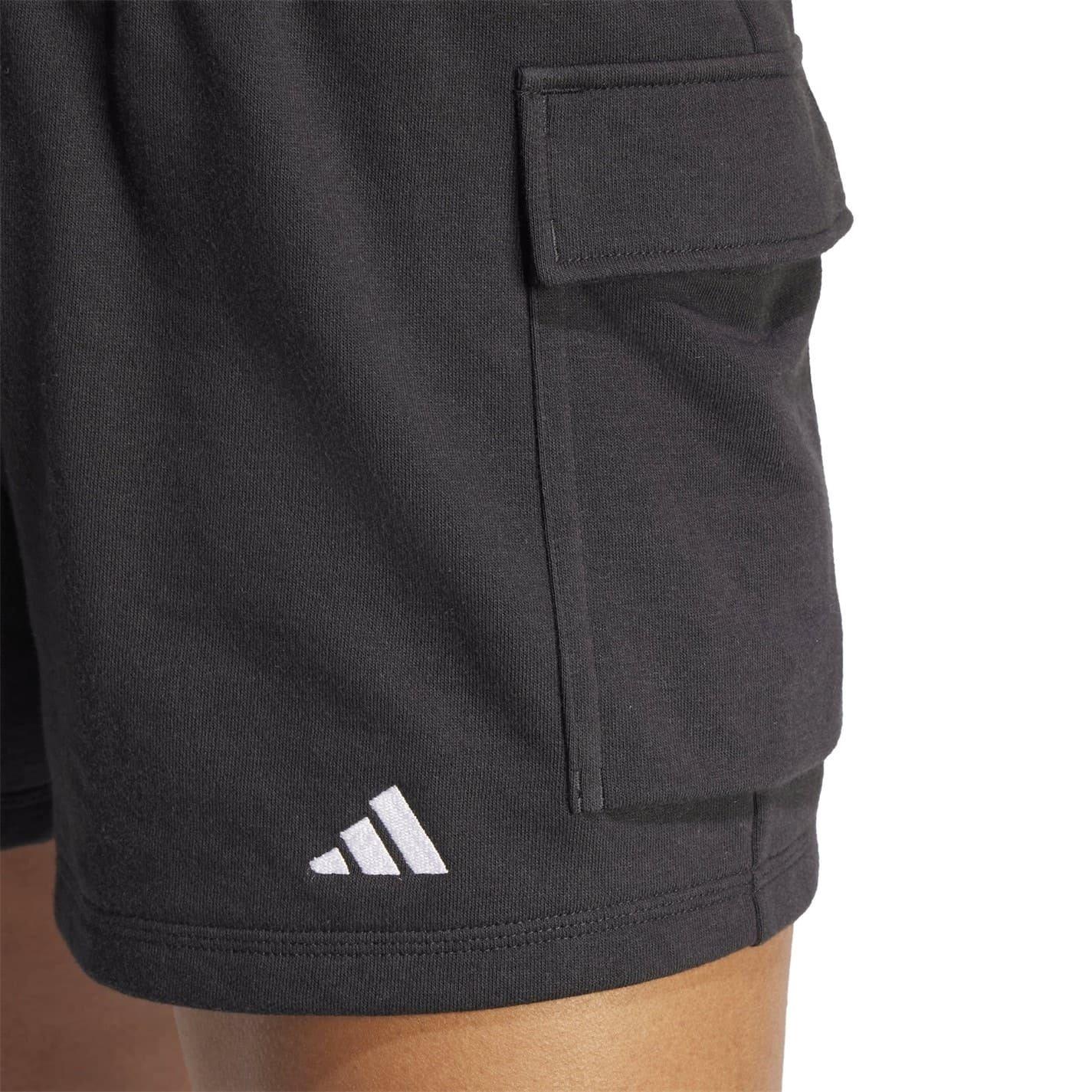 Black-White - Pack Shot - Adidas Womens-Ladies Utility Pocket Cargo Shorts