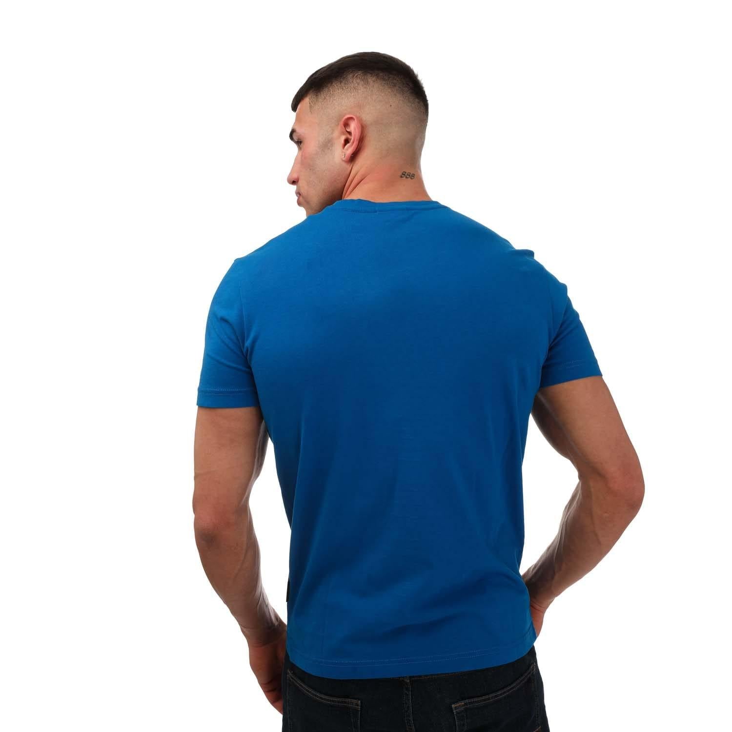 Blue - Back - Napapijri Mens Kasba Logo Crew Neck T-Shirt