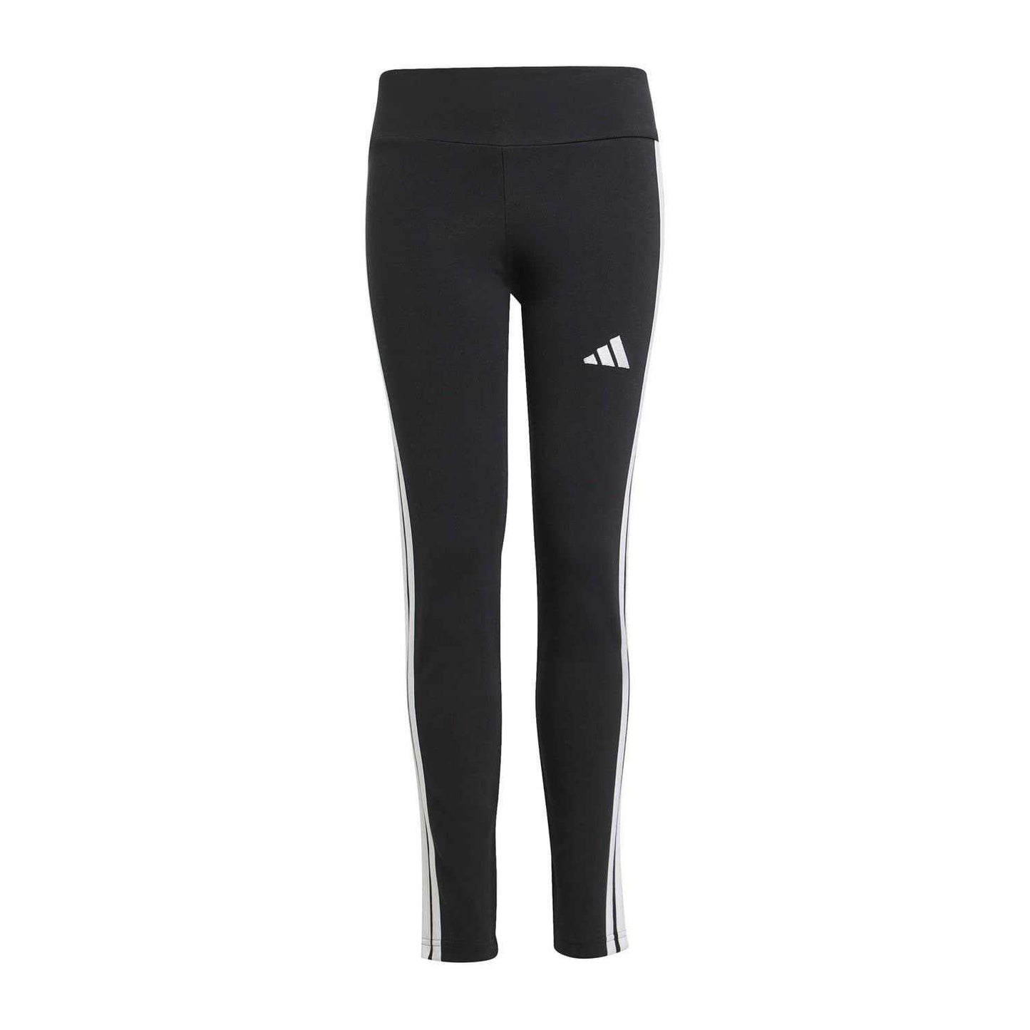 Black-White - Front - Adidas Girls Essentials 3 Stripes Leggings