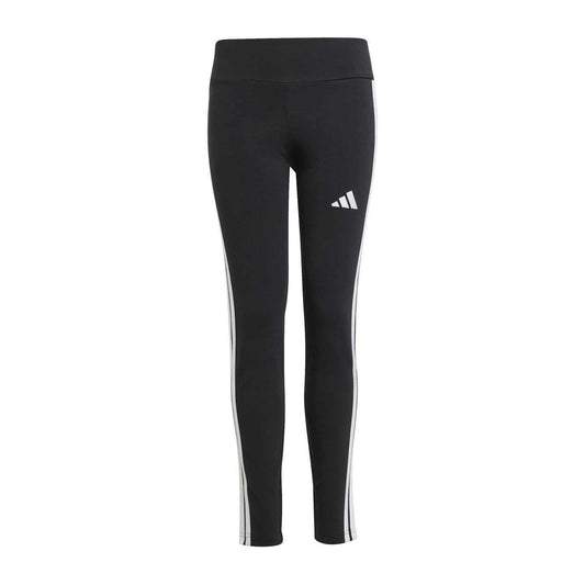Black-White - Front - Adidas Girls Essentials 3 Stripes Leggings