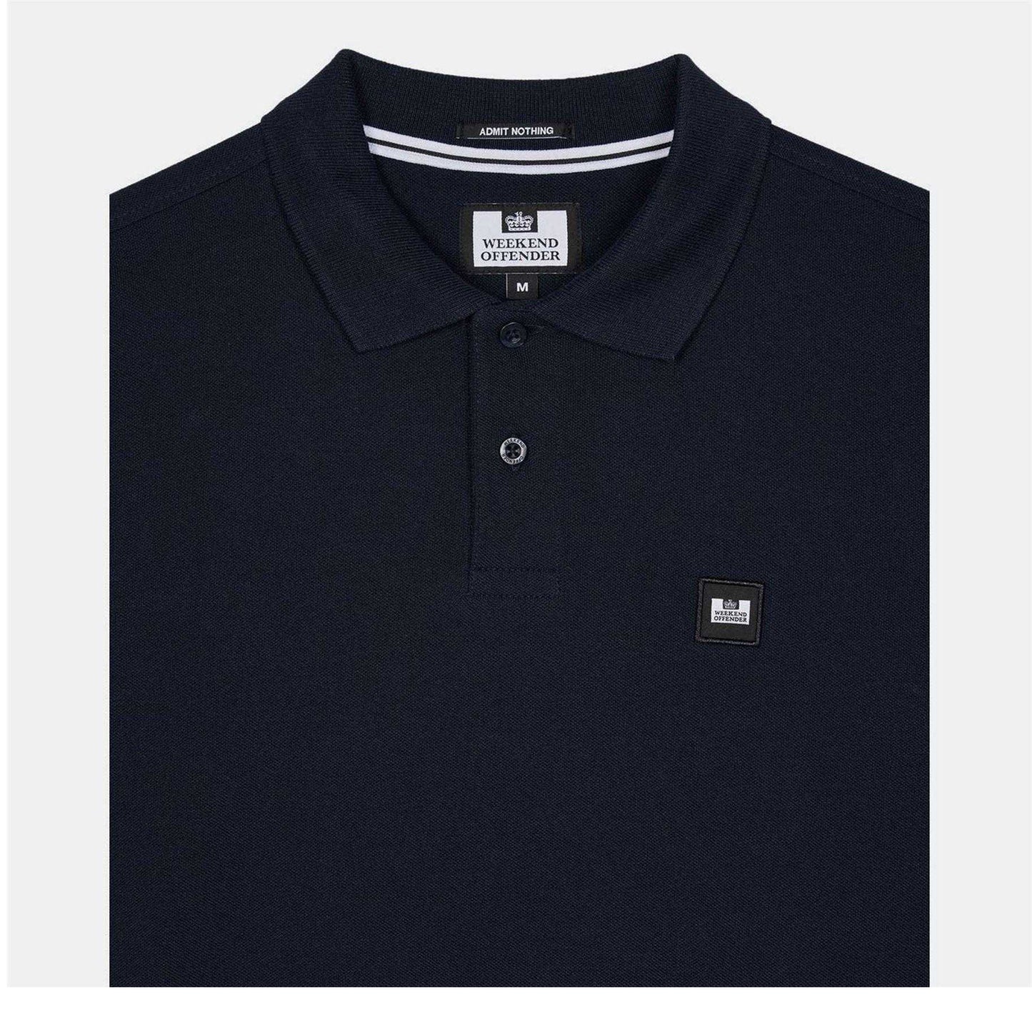 Navy - Side - Weekend Offender Mens Long-Sleeved Polo Shirt
