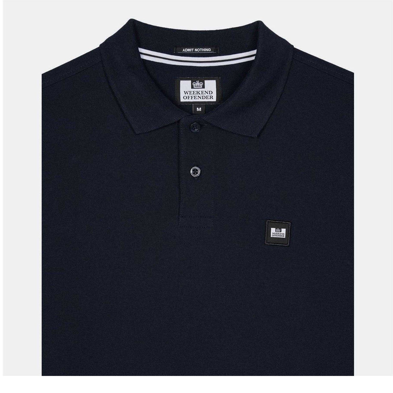 Navy - Side - Weekend Offender Mens Long-Sleeved Polo Shirt