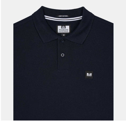 Navy - Side - Weekend Offender Mens Long-Sleeved Polo Shirt