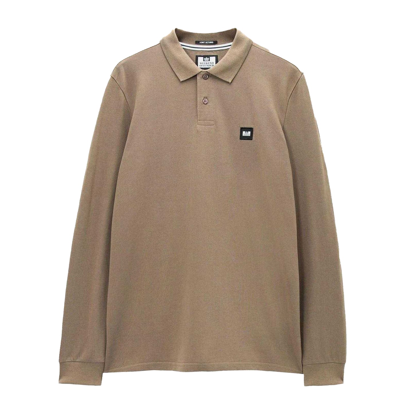 Sand - Front - Weekend Offender Mens Long-Sleeved Polo Shirt