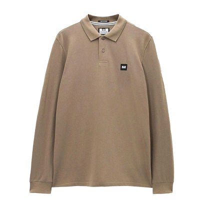 Sand - Front - Weekend Offender Mens Long-Sleeved Polo Shirt