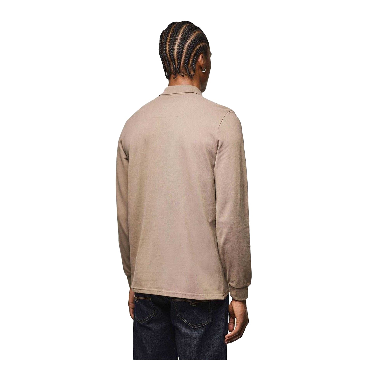 Sand - Back - Weekend Offender Mens Long-Sleeved Polo Shirt