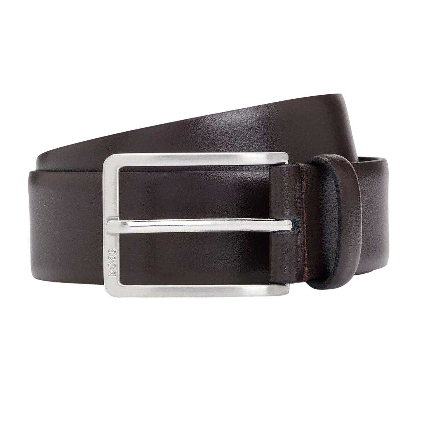 Dark Brown - Front - Boss Logo Leather Belt