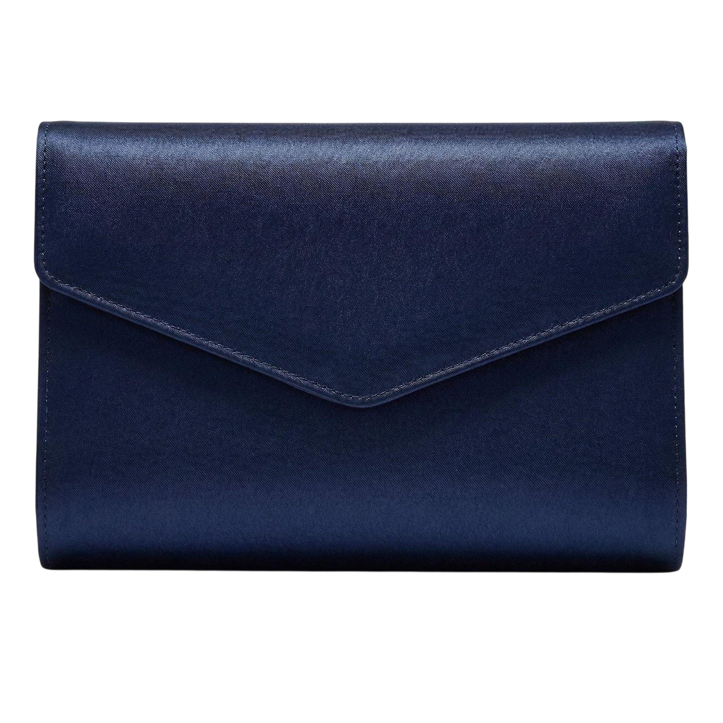Mid Navy - Front - Rainbow Glenda Envelope Satin Formal Clutch Bag