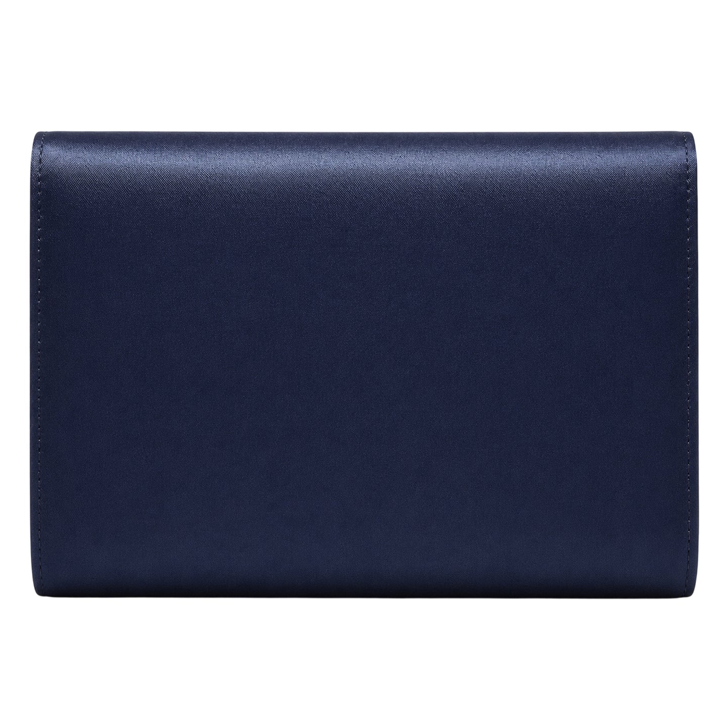 Mid Navy - Back - Rainbow Glenda Envelope Satin Formal Clutch Bag