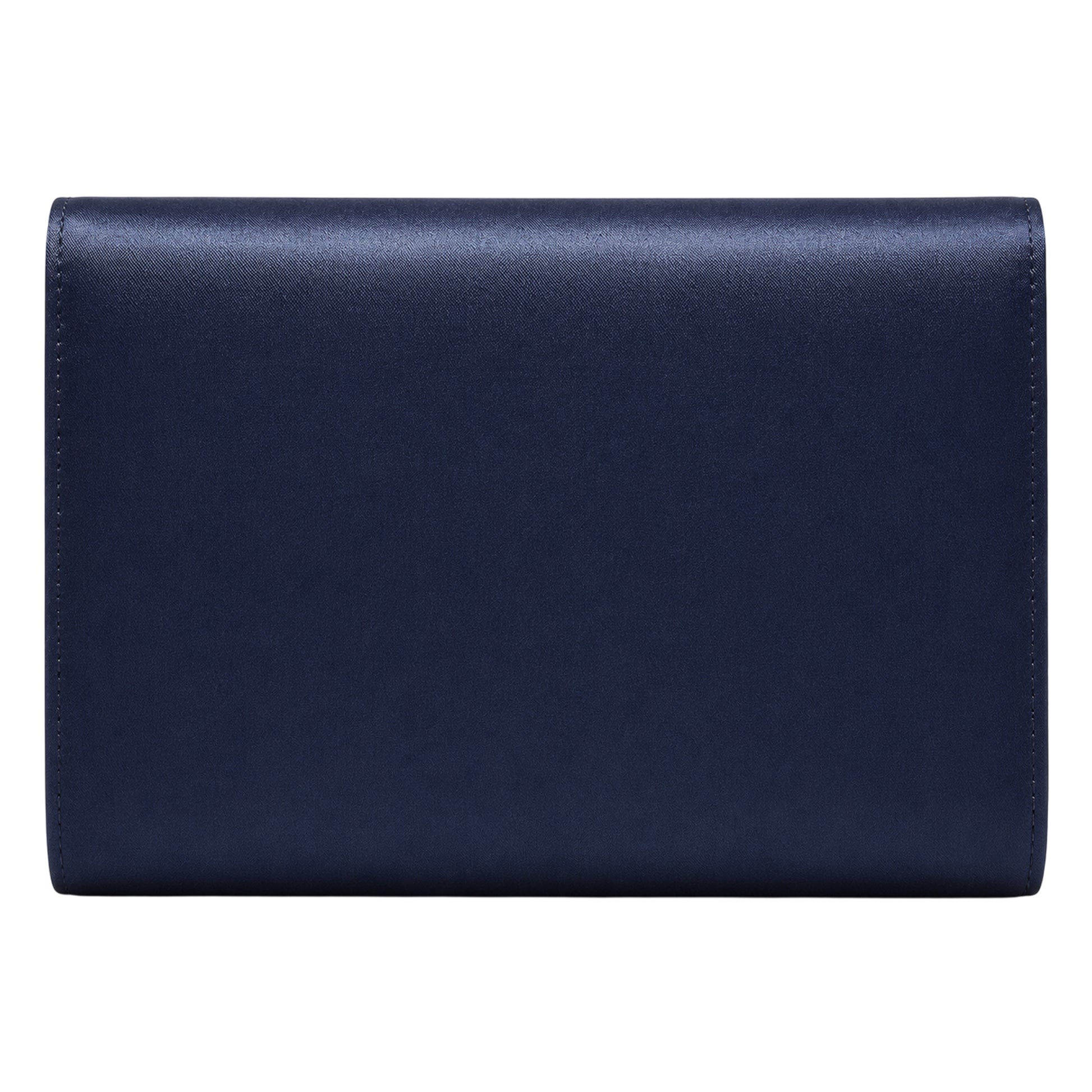 Mid Navy - Back - Rainbow Glenda Envelope Satin Formal Clutch Bag