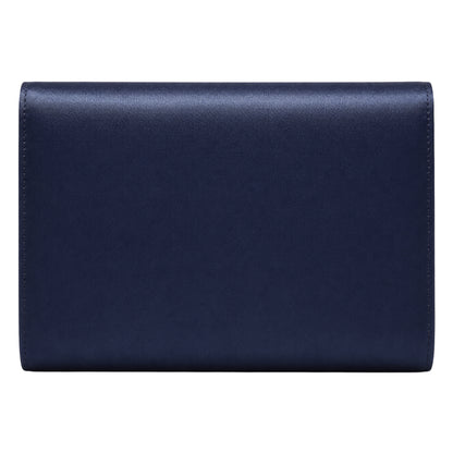 Mid Navy - Back - Rainbow Glenda Envelope Satin Formal Clutch Bag