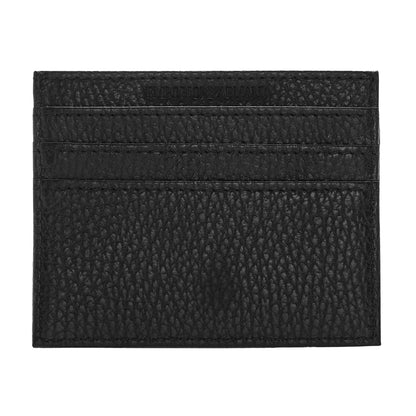 Black - Back - Emporio Armani Unisex Adult Logo Grain Leather Card Holder