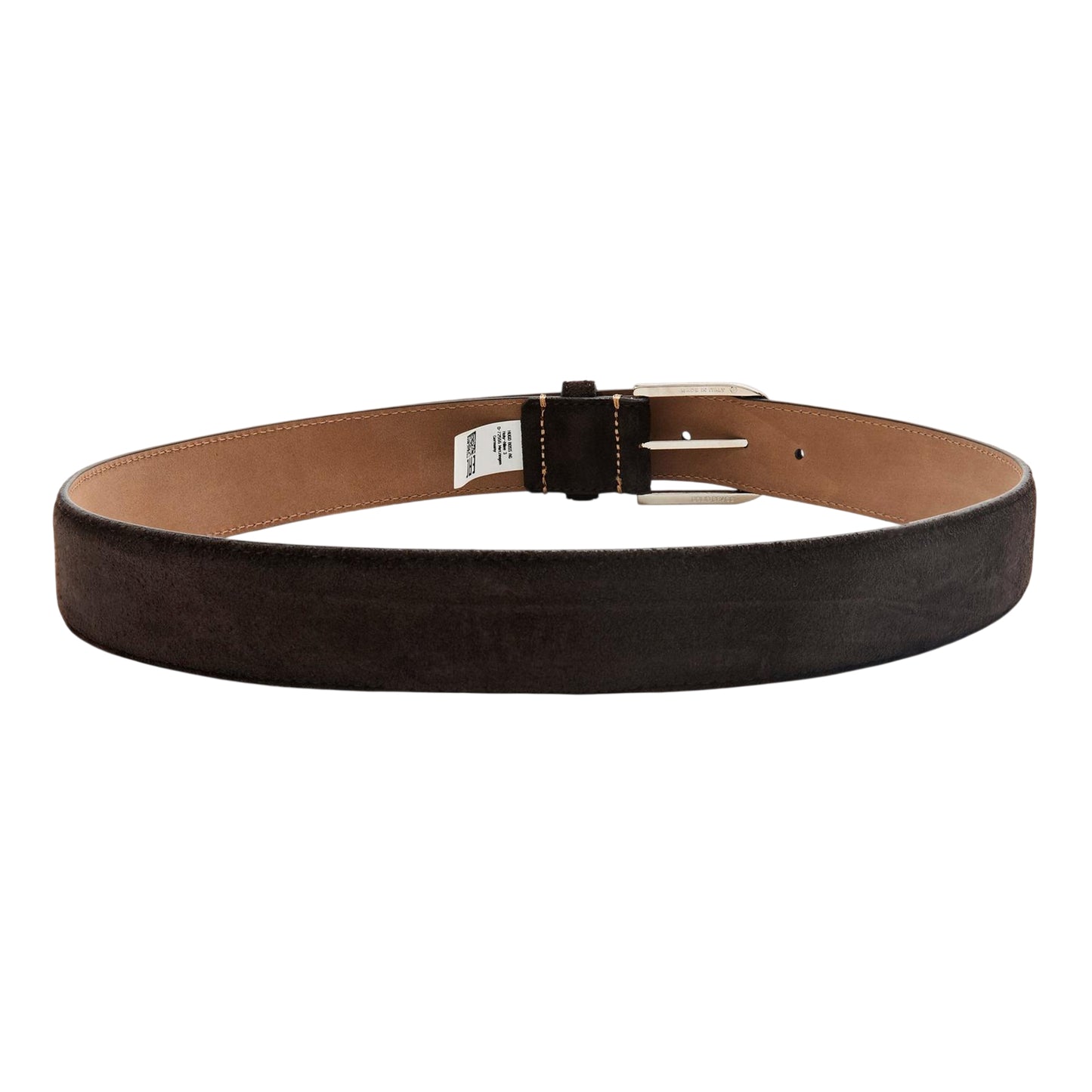 Dark Brown - Back - Boss Logo Leather Pin Belt