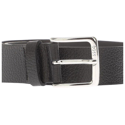 Black - Back - Boss Logo Leather Belt