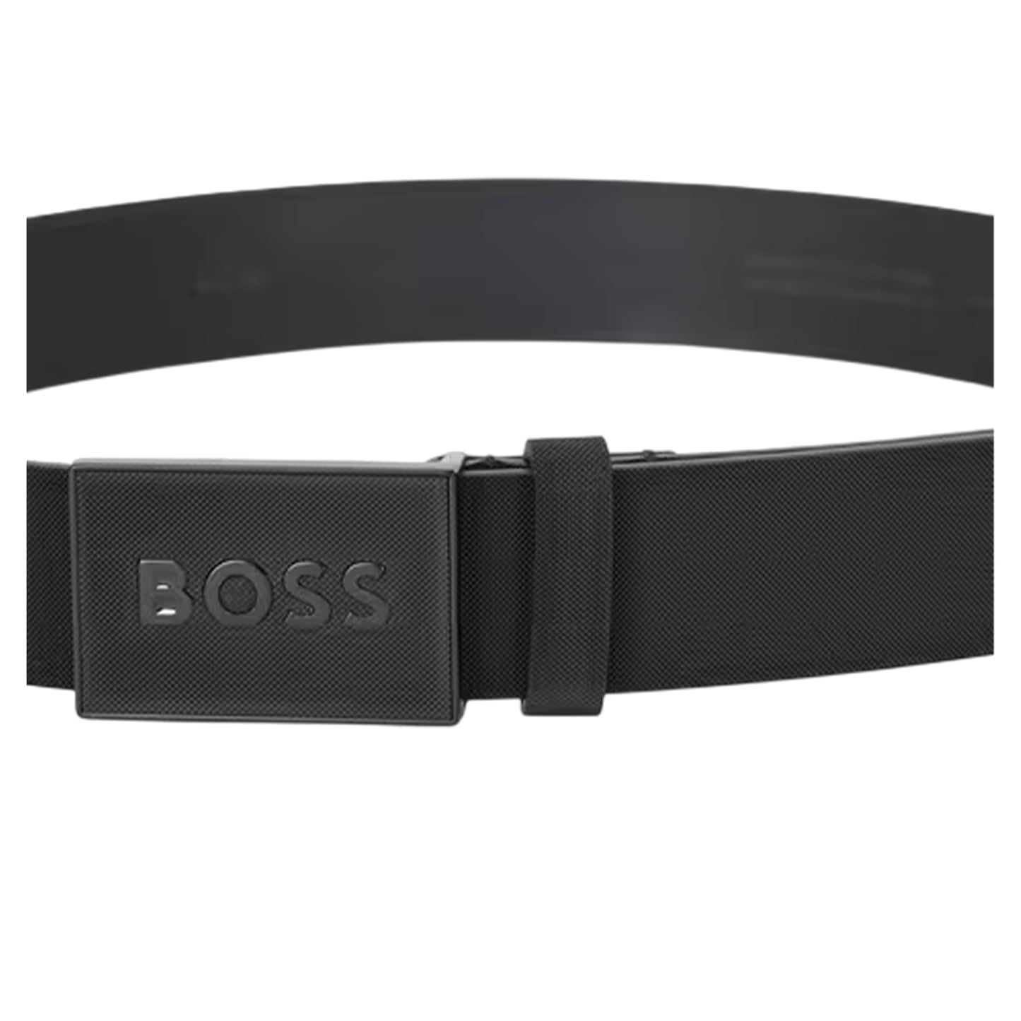 Black - Back - Boss Logo Leather Belt