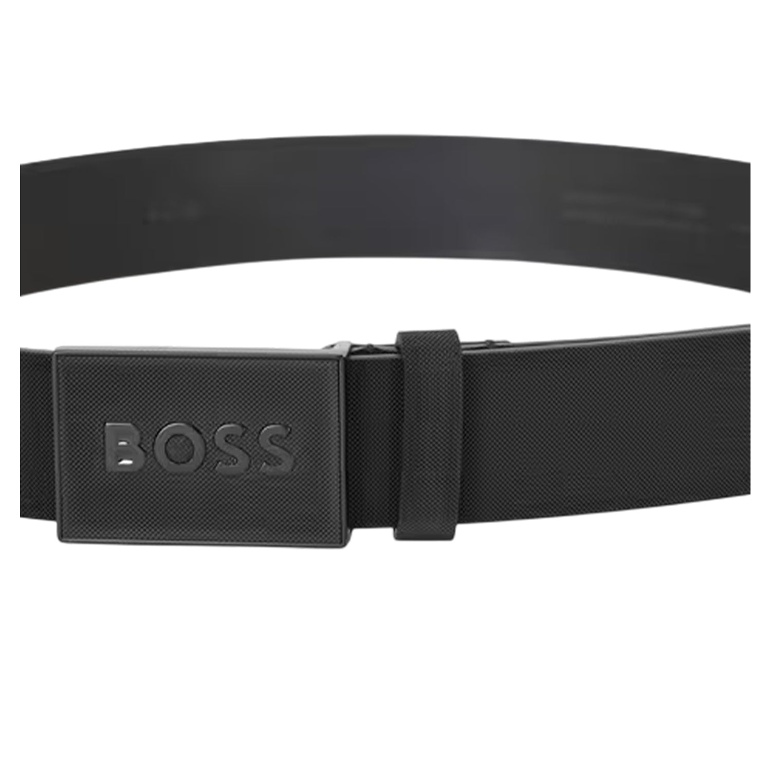 Black - Back - Boss Logo Leather Belt
