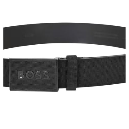 Black - Back - Boss Logo Leather Belt