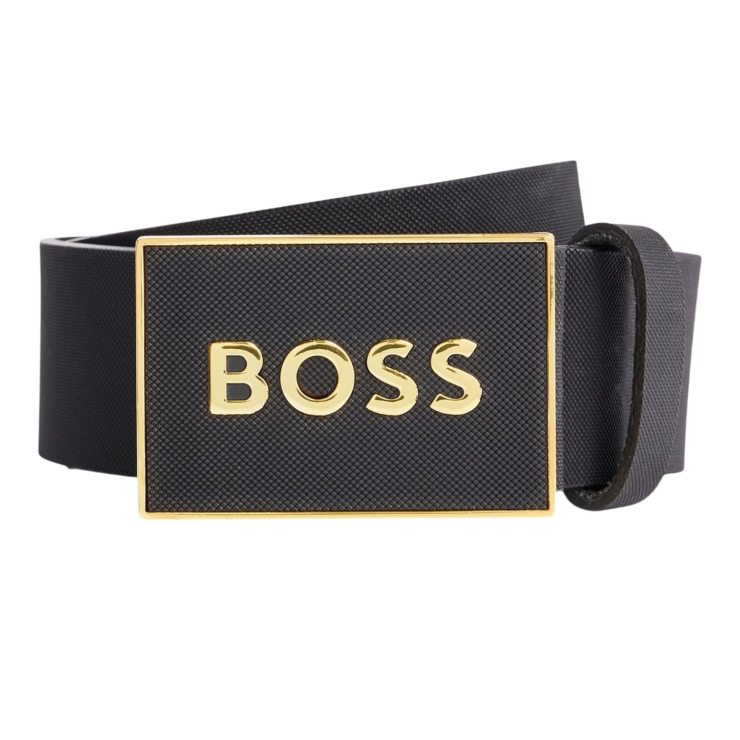 Black-Gold - Front - Boss Logo Leather Belt