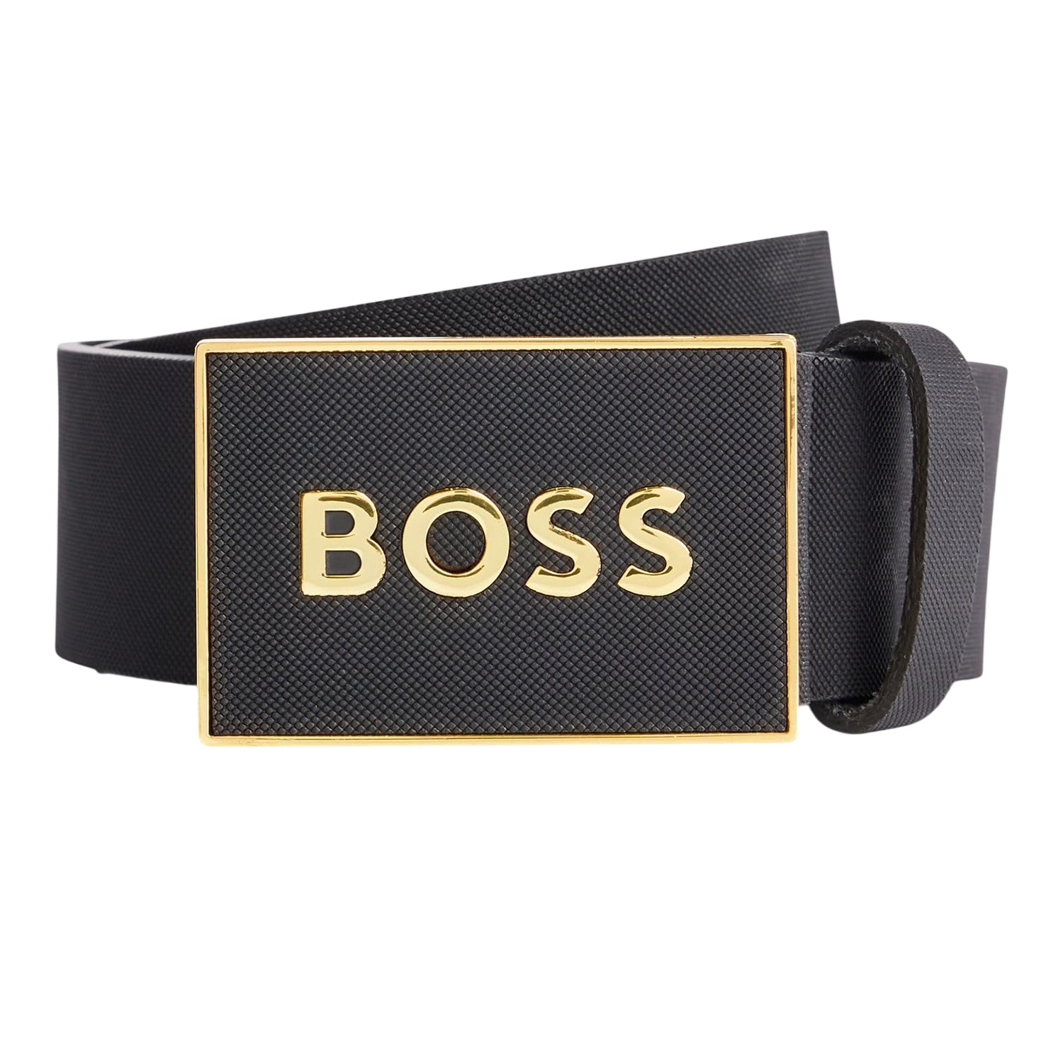 Black-Gold - Front - Boss Logo Leather Belt