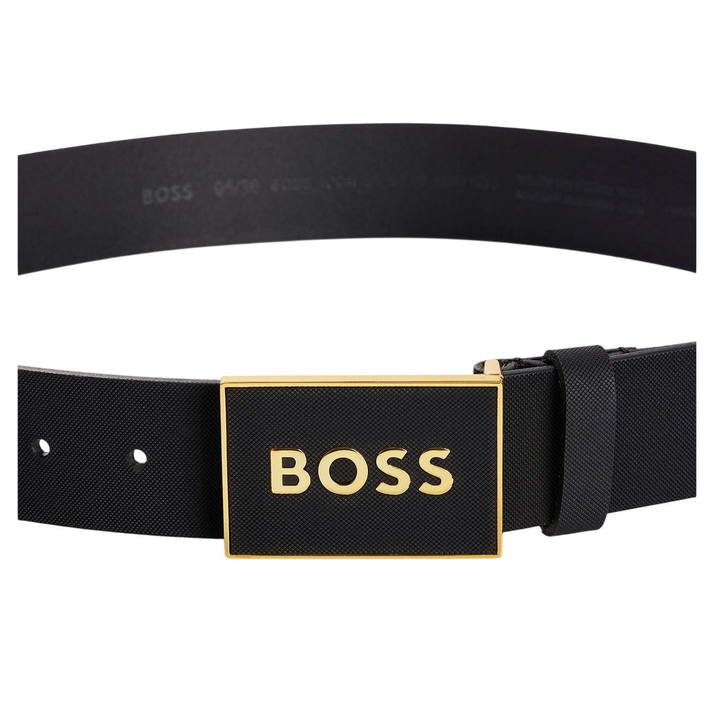 Black-Gold - Back - Boss Logo Leather Belt