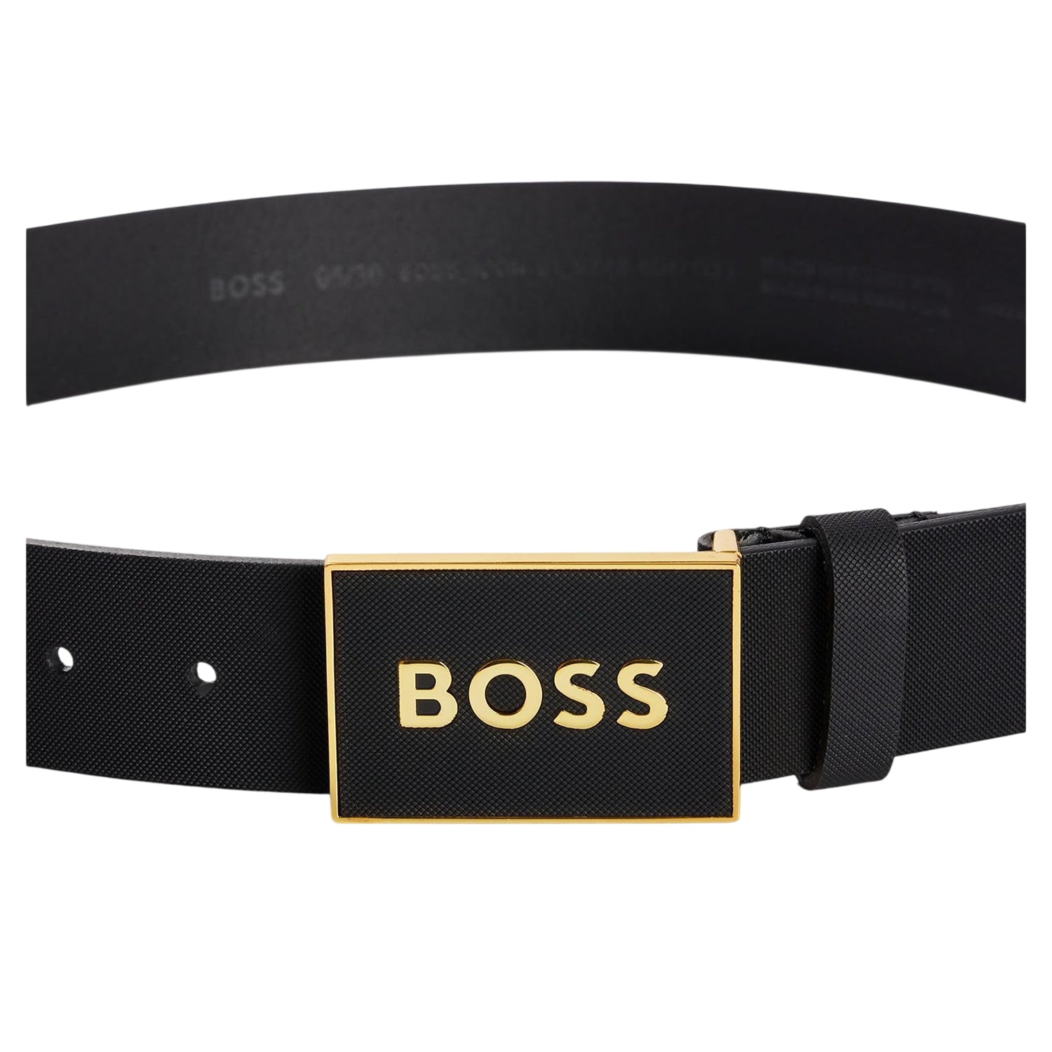Black-Gold - Back - Boss Logo Leather Belt