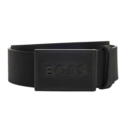 Black - Front - Boss Logo Leather Belt