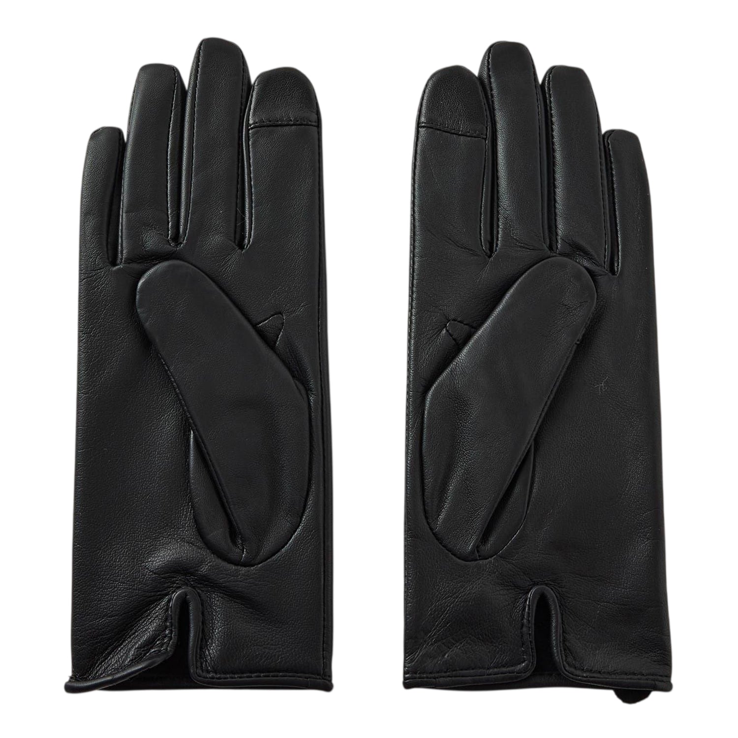 Black - Back - Ralph Lauren Logo Leather Embossed Gloves