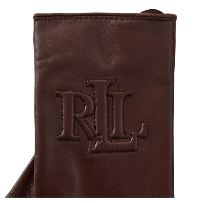 Deep Mahogany - Back - Ralph Lauren Logo Leather Embossed Gloves