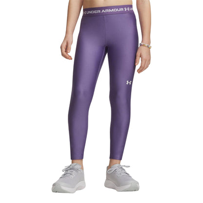 Purple-White - Lifestyle - Under Armour Girls Fitted Training Leggings