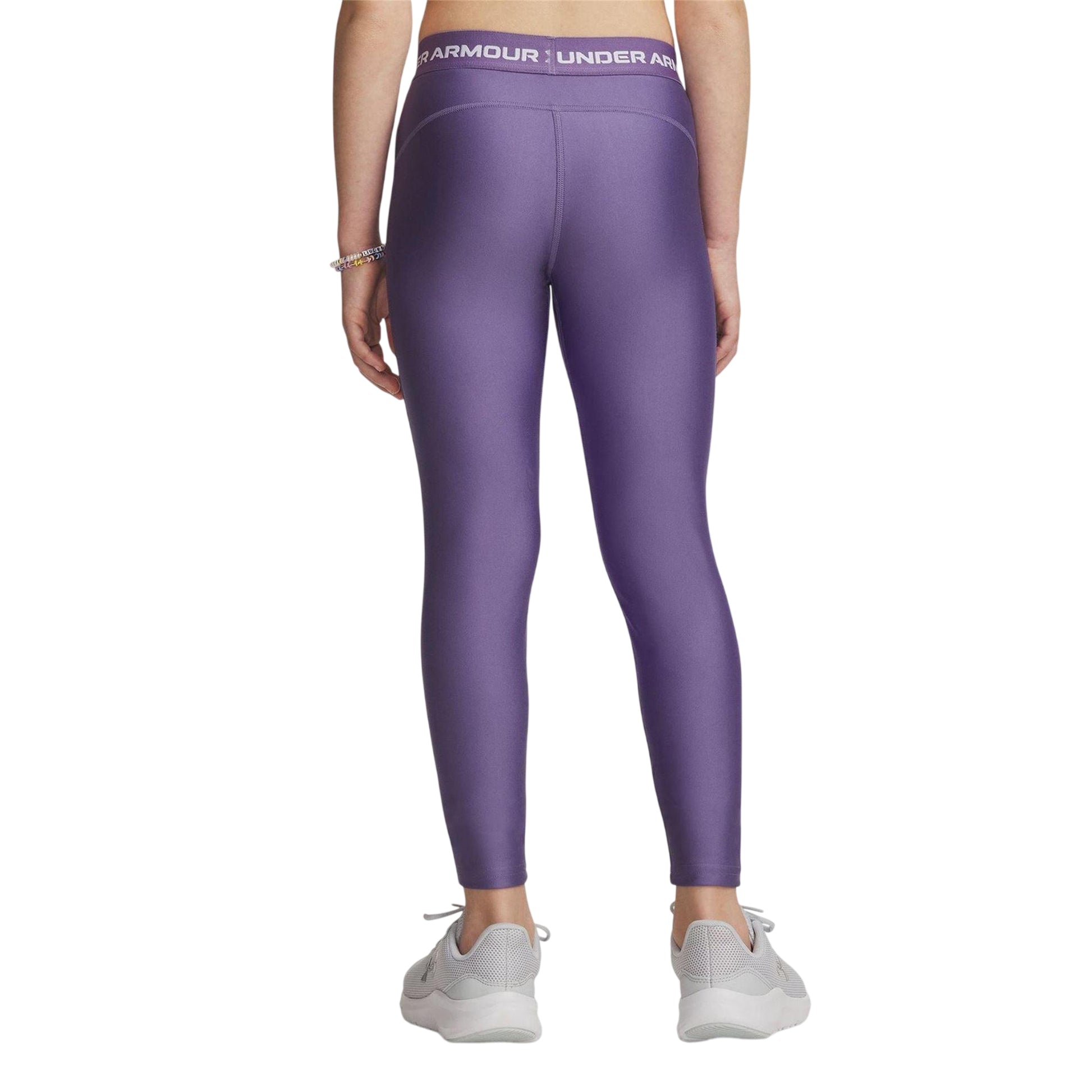 Purple-White - Pack Shot - Under Armour Girls Fitted Training Leggings