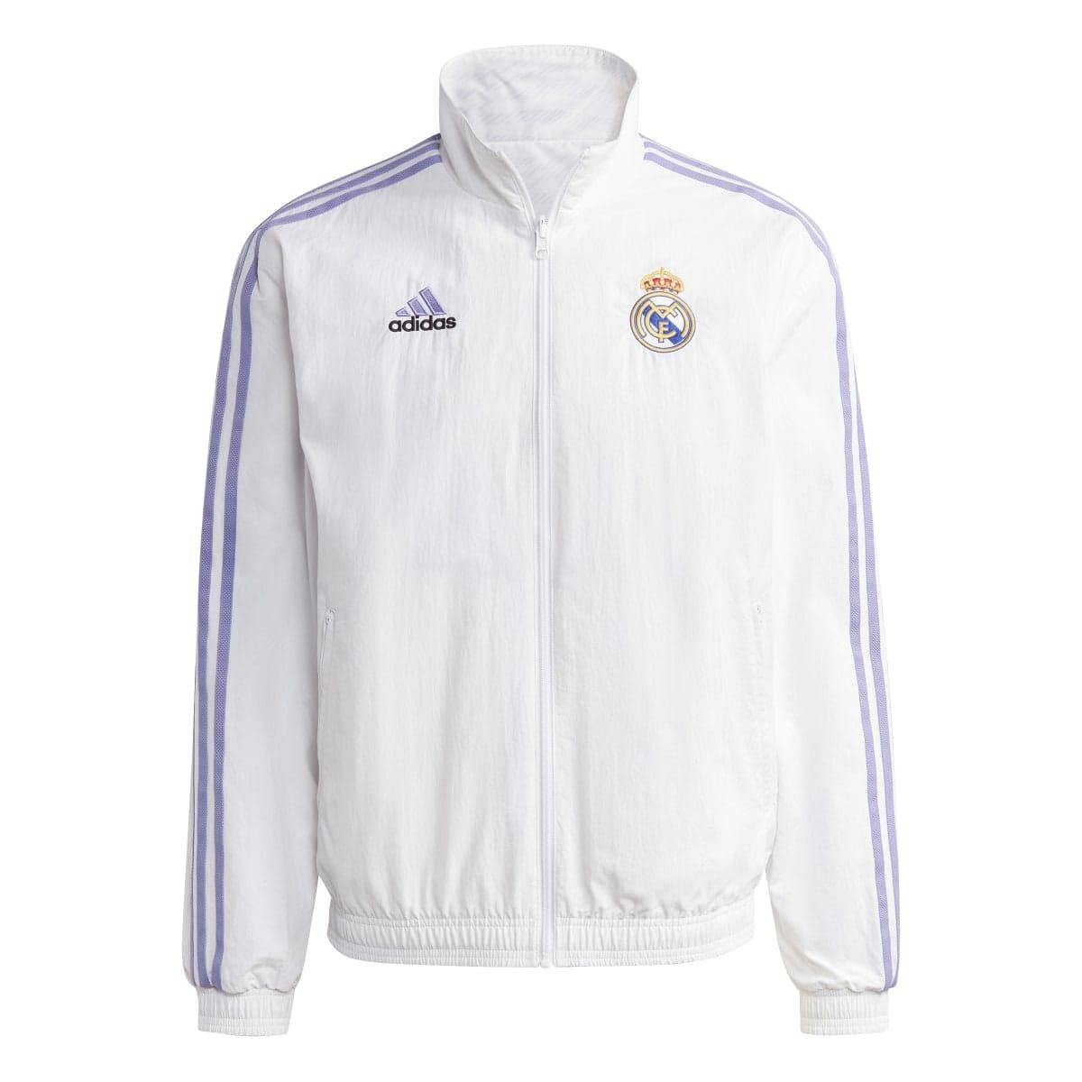 White - Front - Adidas Mens Real Madrid 2022-23 Reversible Anthem Jacket