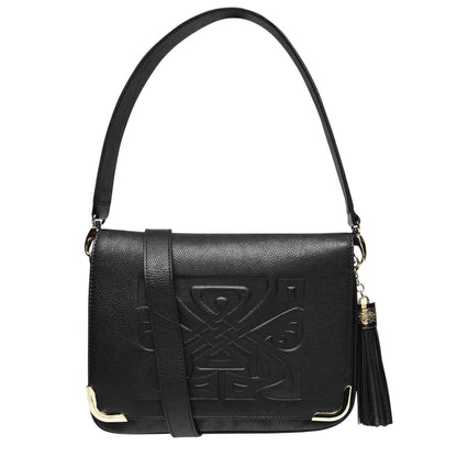 Black - Back - Biba Gretal Logo Leather Crossbody Bag