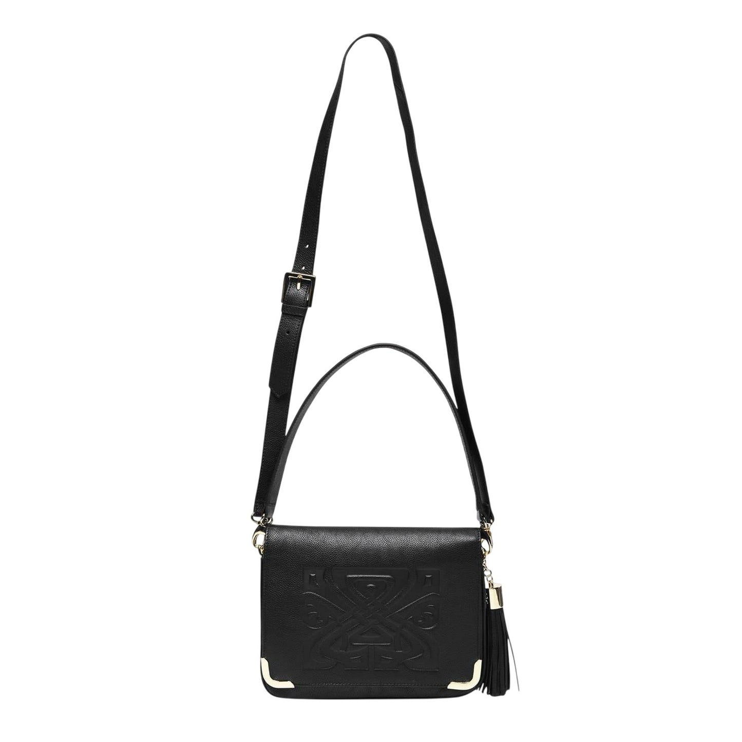Black - Side - Biba Gretal Logo Leather Crossbody Bag