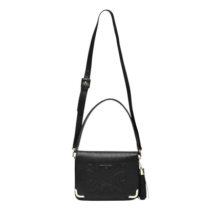 Black - Side - Biba Gretal Logo Leather Crossbody Bag