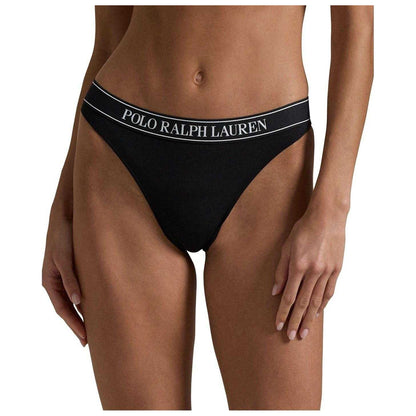 Black - Lifestyle - Ralph Lauren Womens-Ladies Polo Cotton Blend Thong