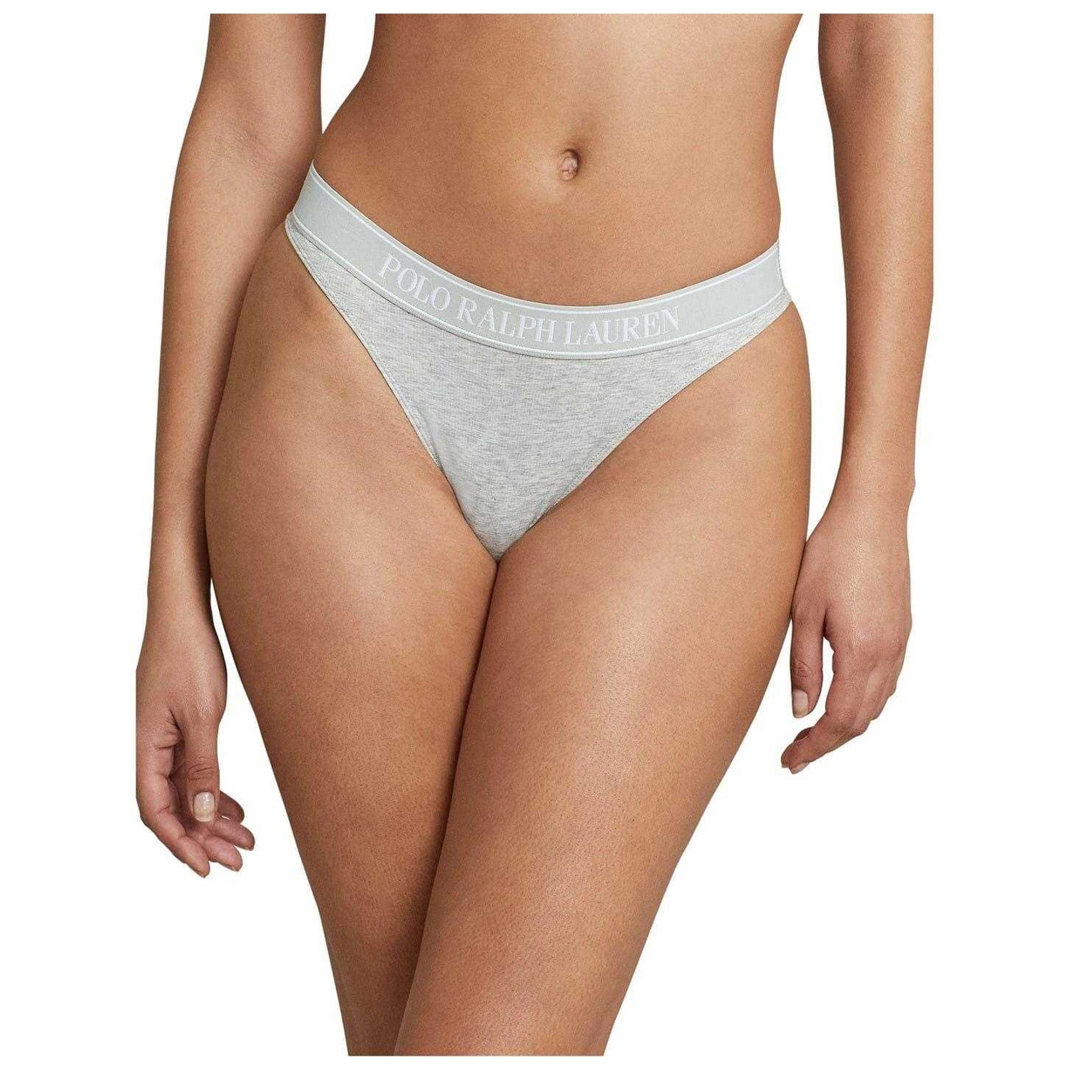 Grey - Back - Ralph Lauren Womens-Ladies Polo Cotton Blend Thong