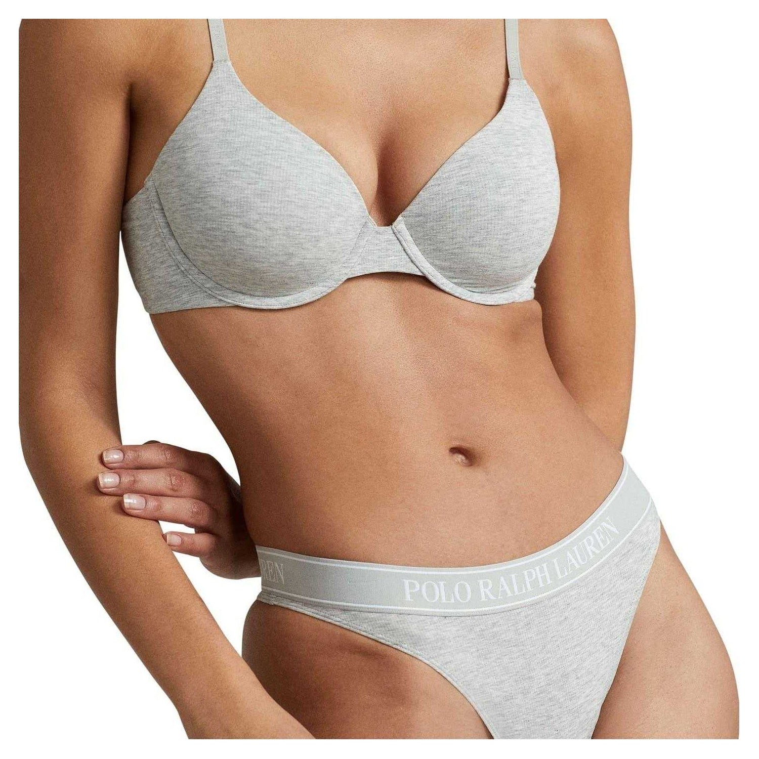 Grey - Lifestyle - Ralph Lauren Womens-Ladies Polo Cotton Blend Thong