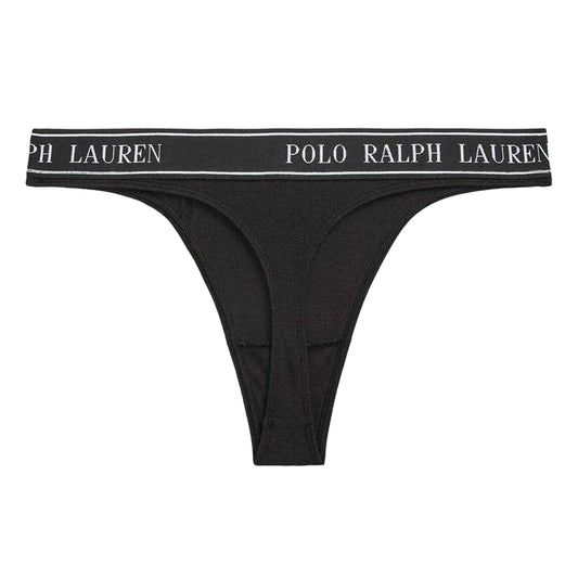Black - Front - Ralph Lauren Womens-Ladies Polo Cotton Blend Thong