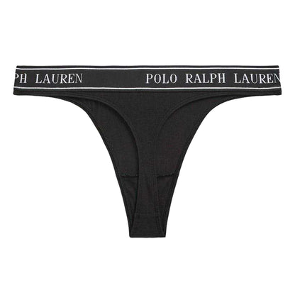 Black - Front - Ralph Lauren Womens-Ladies Polo Cotton Blend Thong