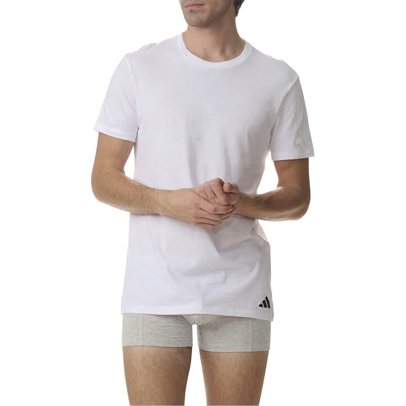 White - Side - Adidas Mens T-Shirt (Pack of 3)